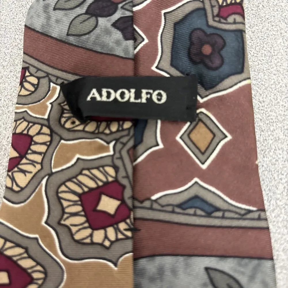 Vintage Adolfo 100% Silk Necktie, Wide 4